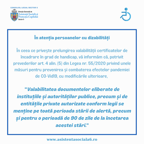 Anunț important în atenția persoanelor cu dizabilități